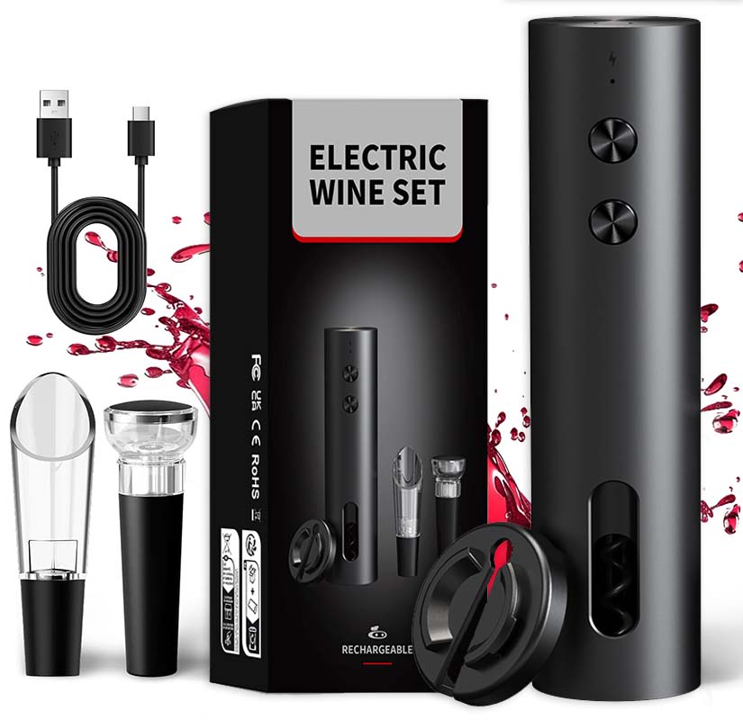 Bottle Stopper Set - 4-in-1 Elektrisches Weinöffner-Set USB-Aufladbarer Automatischer Korkenzieher