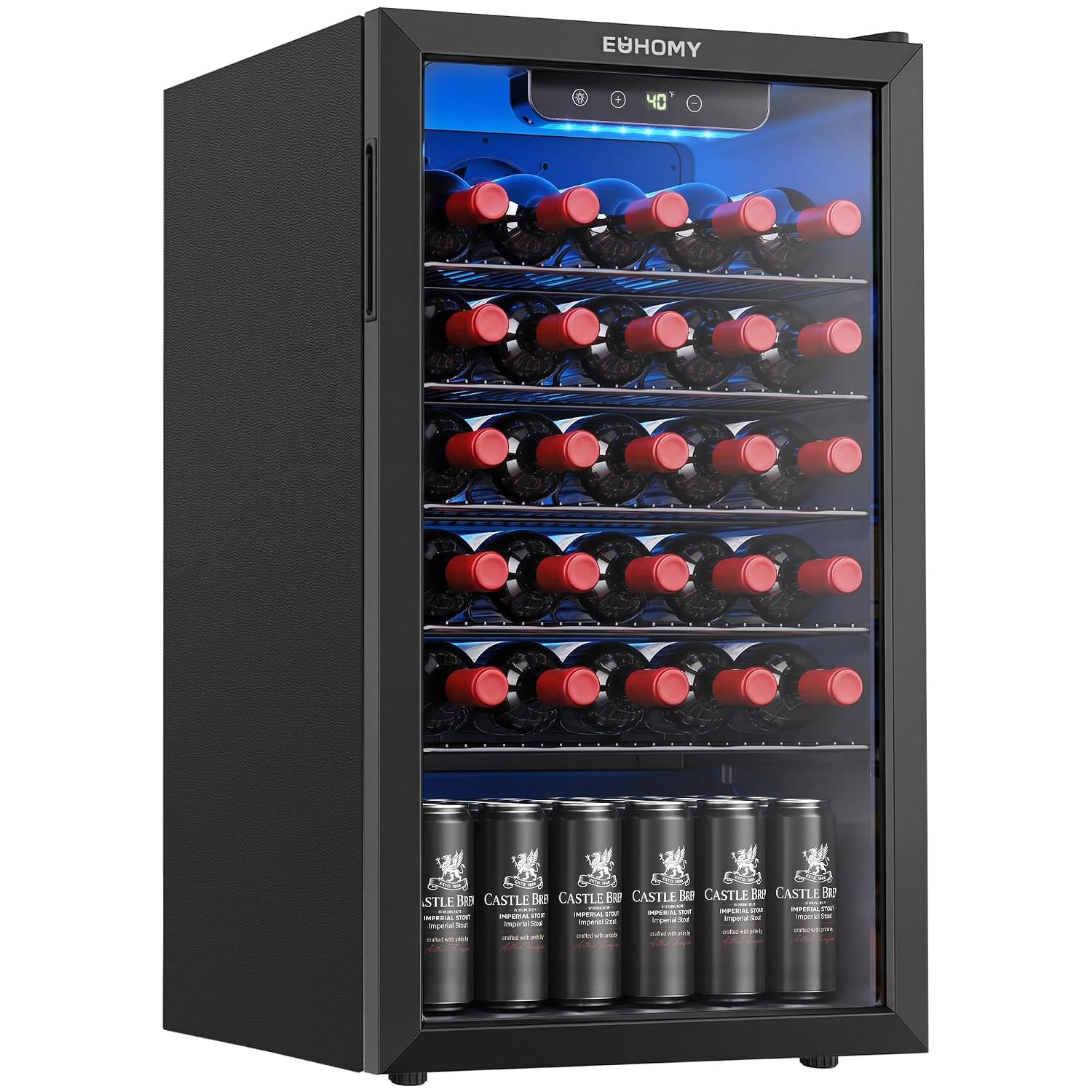 Wine Beer Cooler Fridge - 125-Dosen-Getränkekühler mit Glastür für Limonade, Bier,