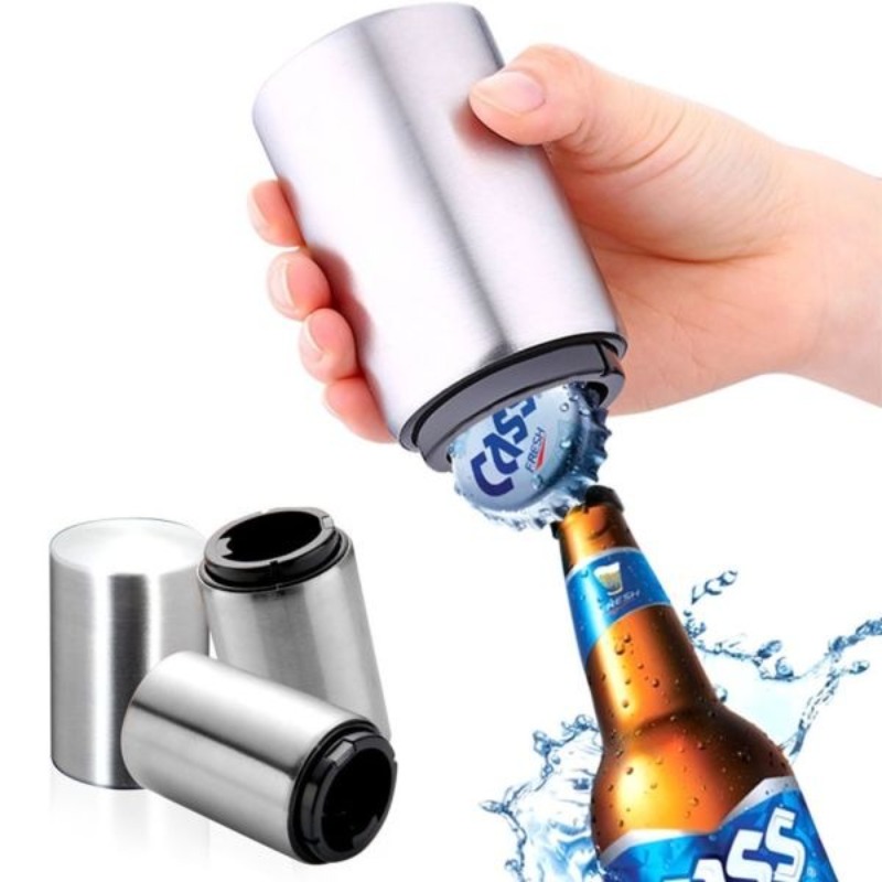 Wine Beer Glass - Automatischer Bierflaschenöffner aus Edelstahl, keine Biegung,