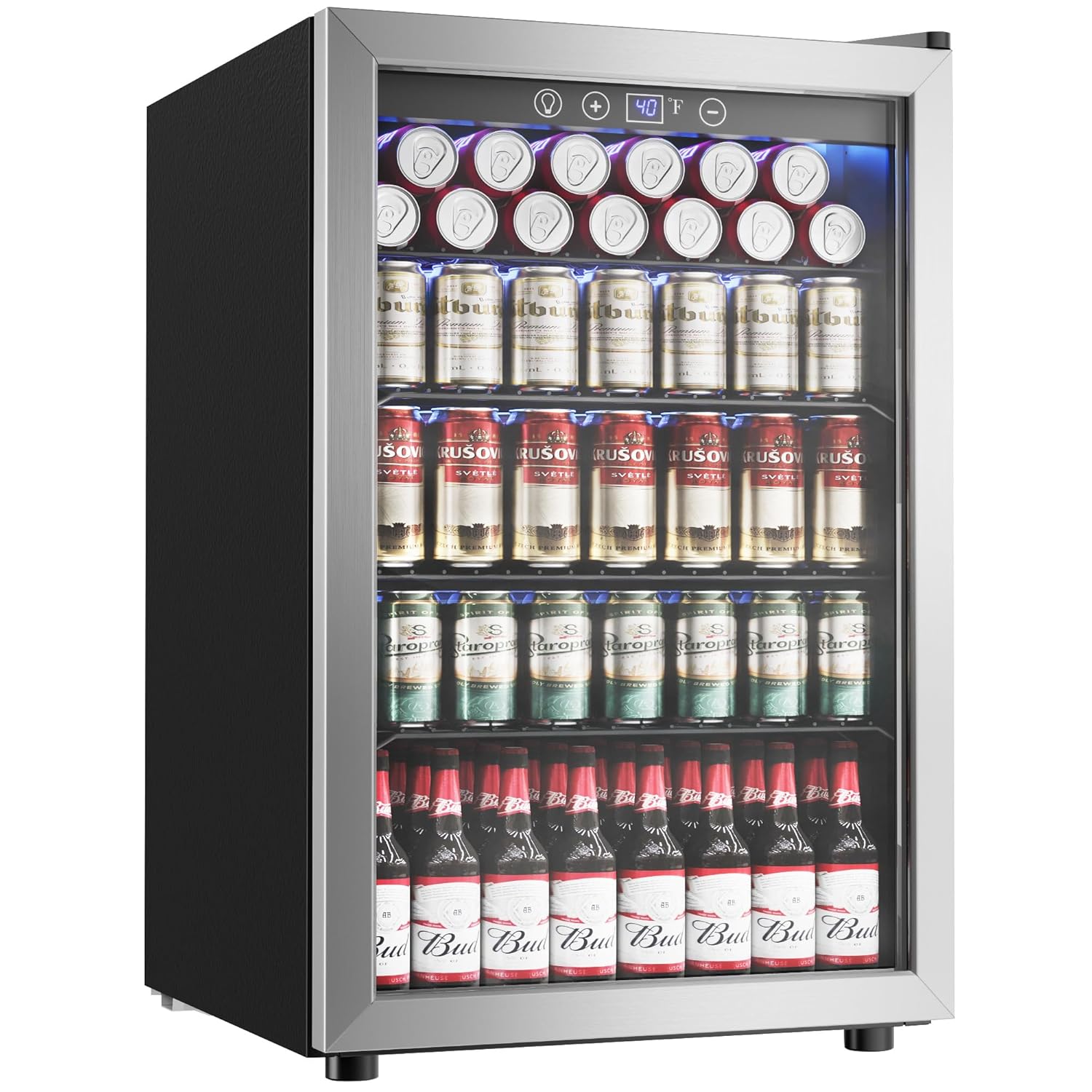 Wine Beer Cooler Fridge - 4,5 Kubikfuß Getränkekühlschrank, 145 Dosen Mini-Kühlschrank