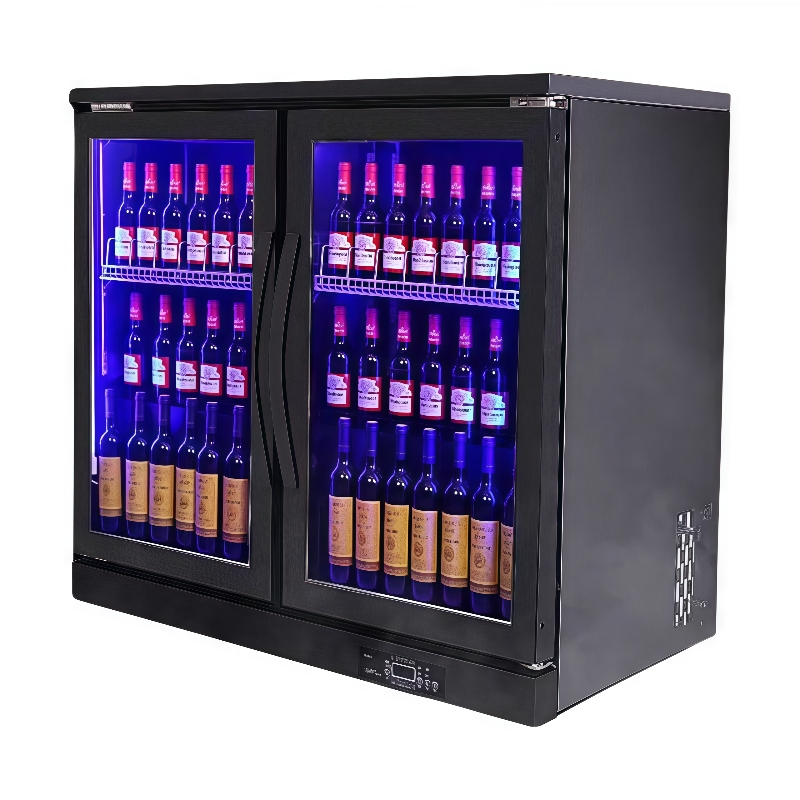 Wine Beer Dual Zone - Kompakter, luftgekühlter Mini-Getränkedisplay-Gefrierschrank, frostfreier, abschließbarer Barschrank