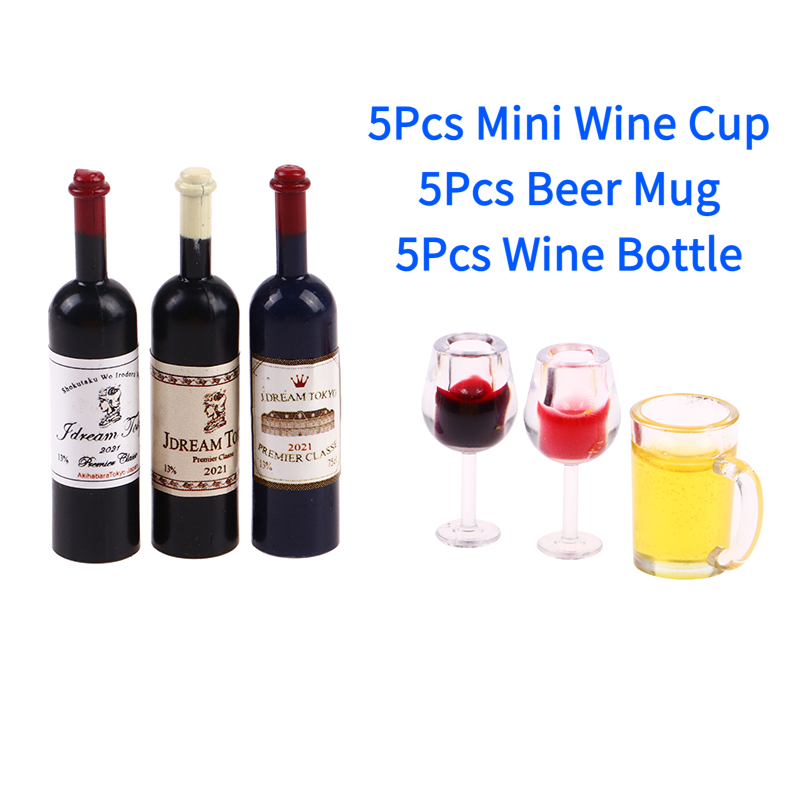 Wine Beer House - 5 Stück 1:12 Puppenhaus Miniatur Weinbecher