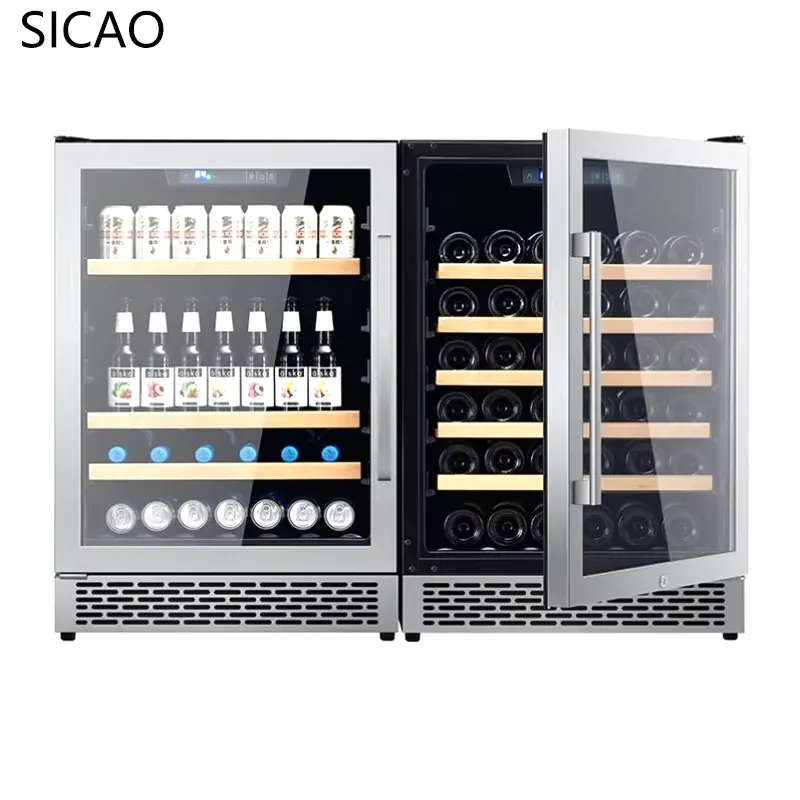 Wine Beer Dual Zone - 2-türiger Wein- und Bierkühlschrank mit Glasvitrine,