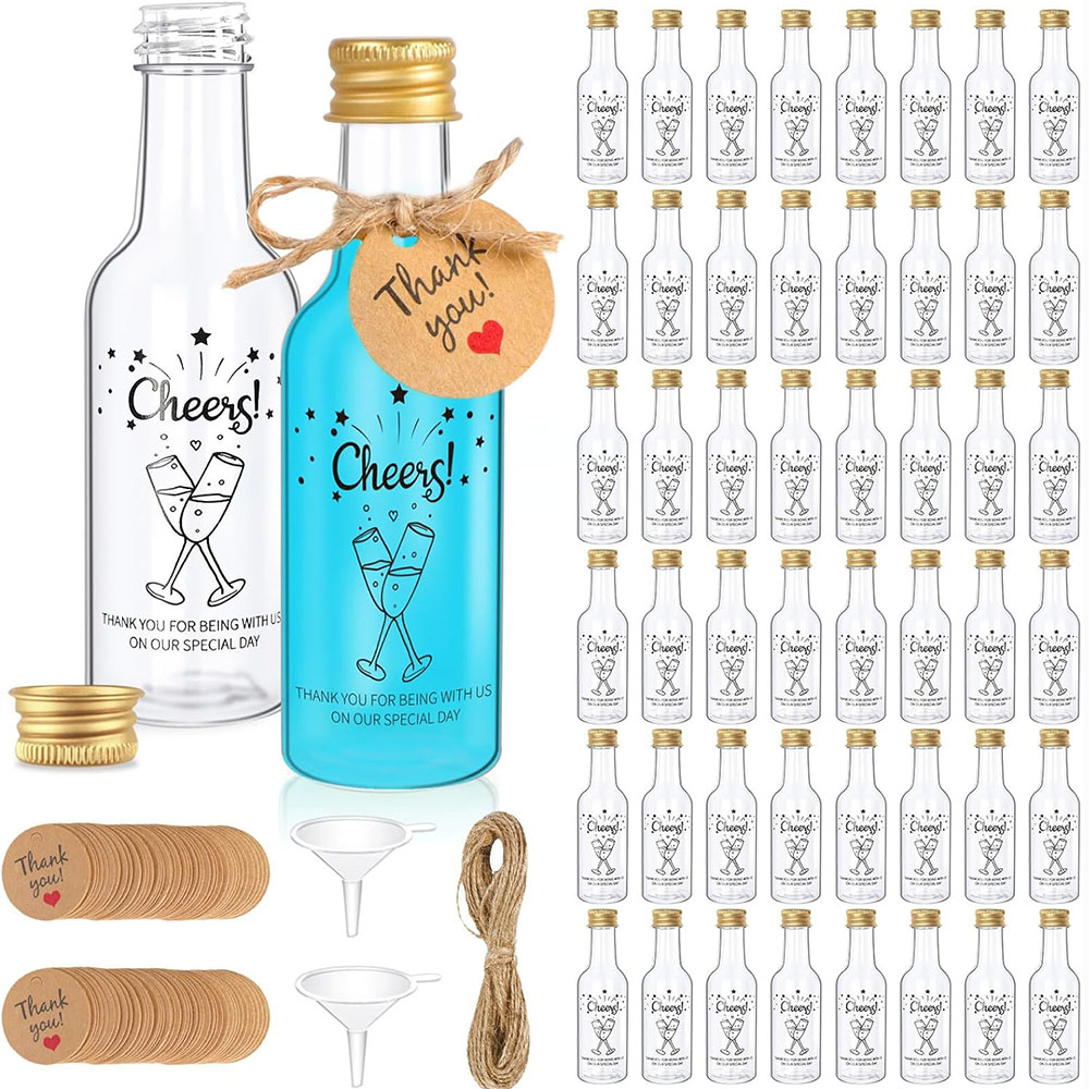Wine Beer Liquor - 50er-Pack Mini-Likörflaschen, 1,7oz/50ml Mini-Weinflaschen, leere Schnapsgläser