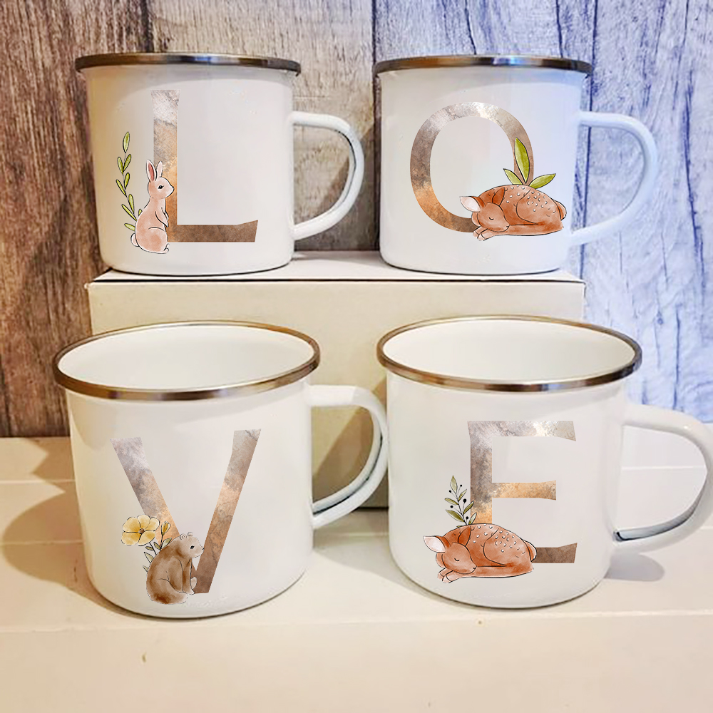 Wine Beer Best - Alphabet Tier Druck Emaille Kaffee Tee