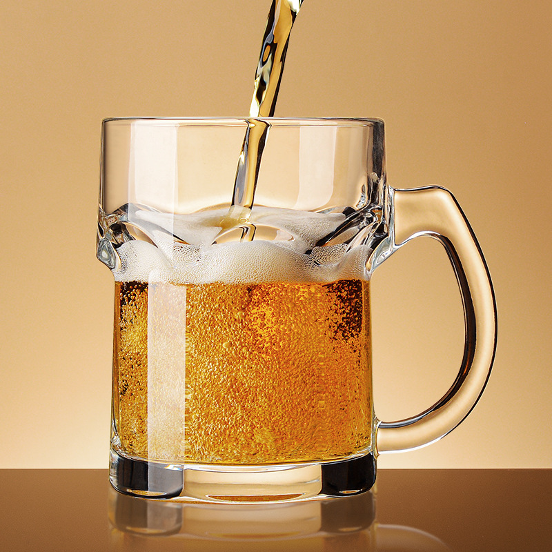 Wine Beer Glass - Haushaltsbierkrug mit Henkel, kreativer, trendiger Glaswasserkrug,