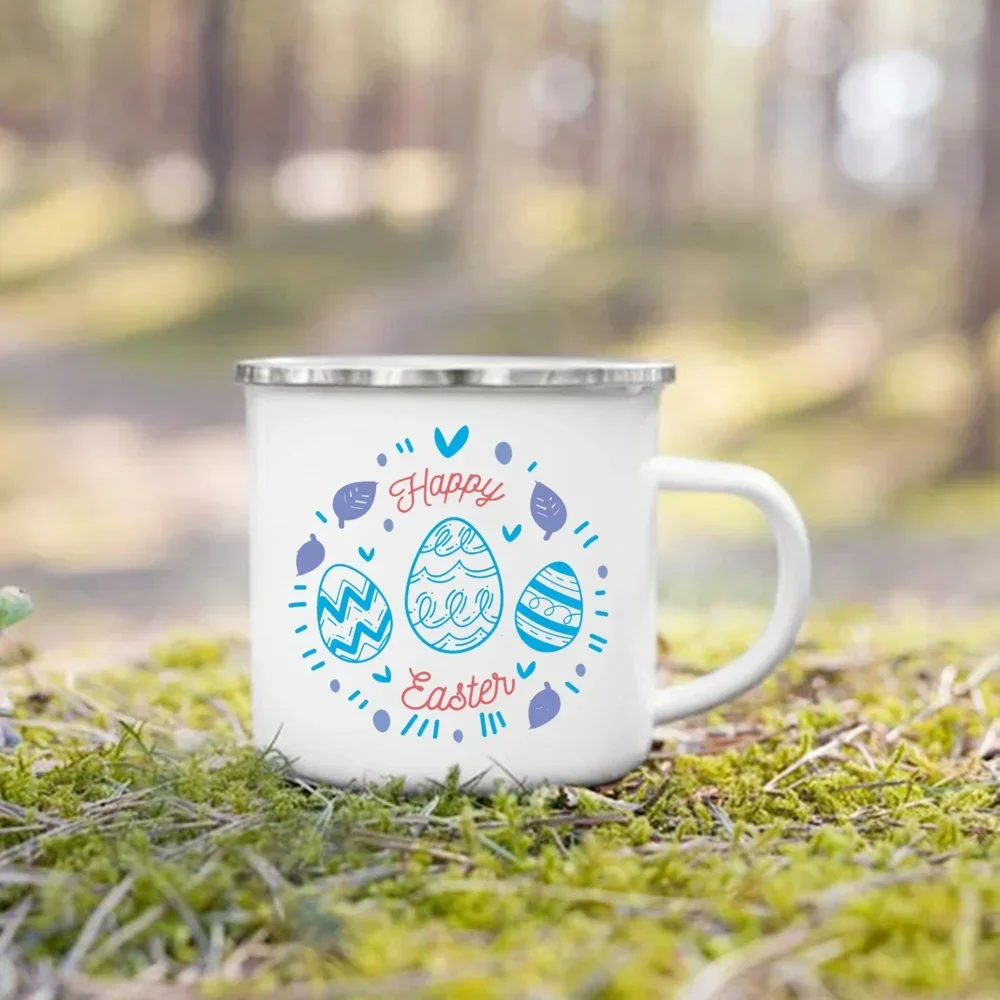 Wine Beer Best - Enamel Handle Cup Happy Easter Camping
