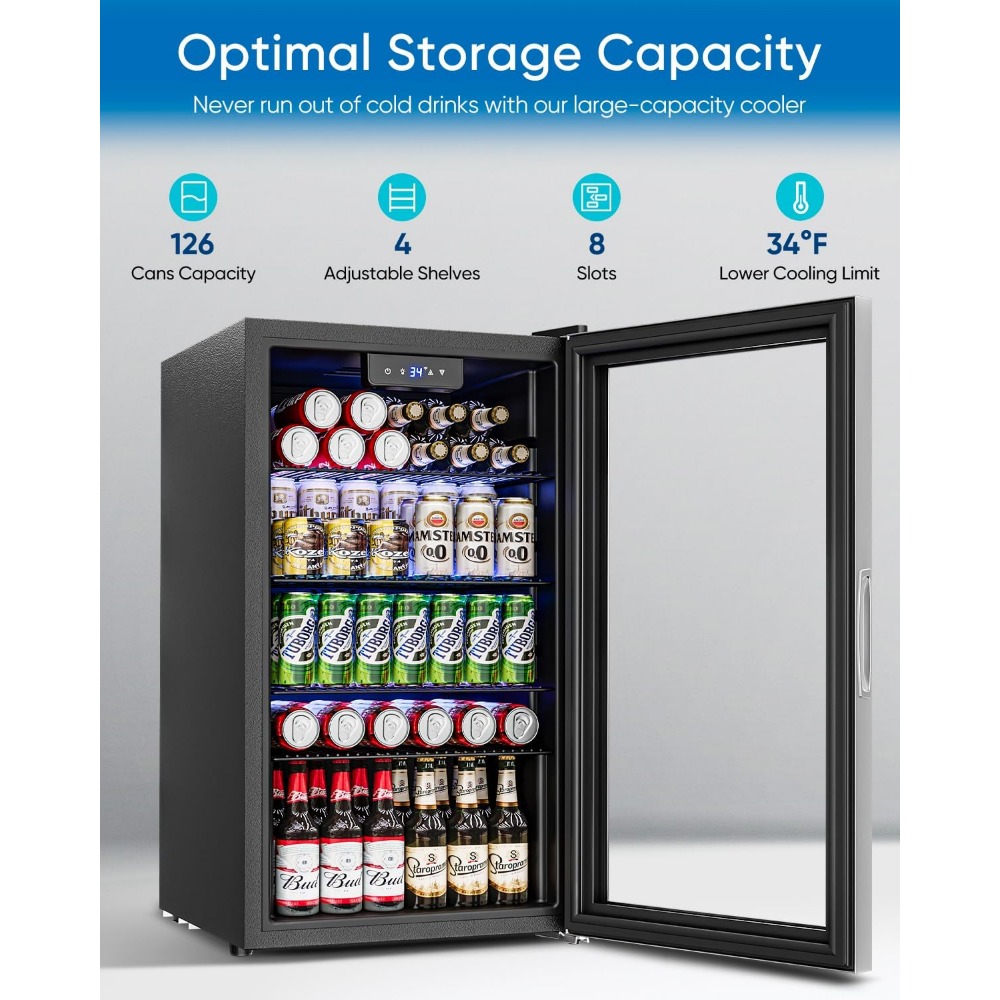 Getränkekühlschrank - 126 Dose – Wine Beer Cooler Fridge Bewertung und Preis