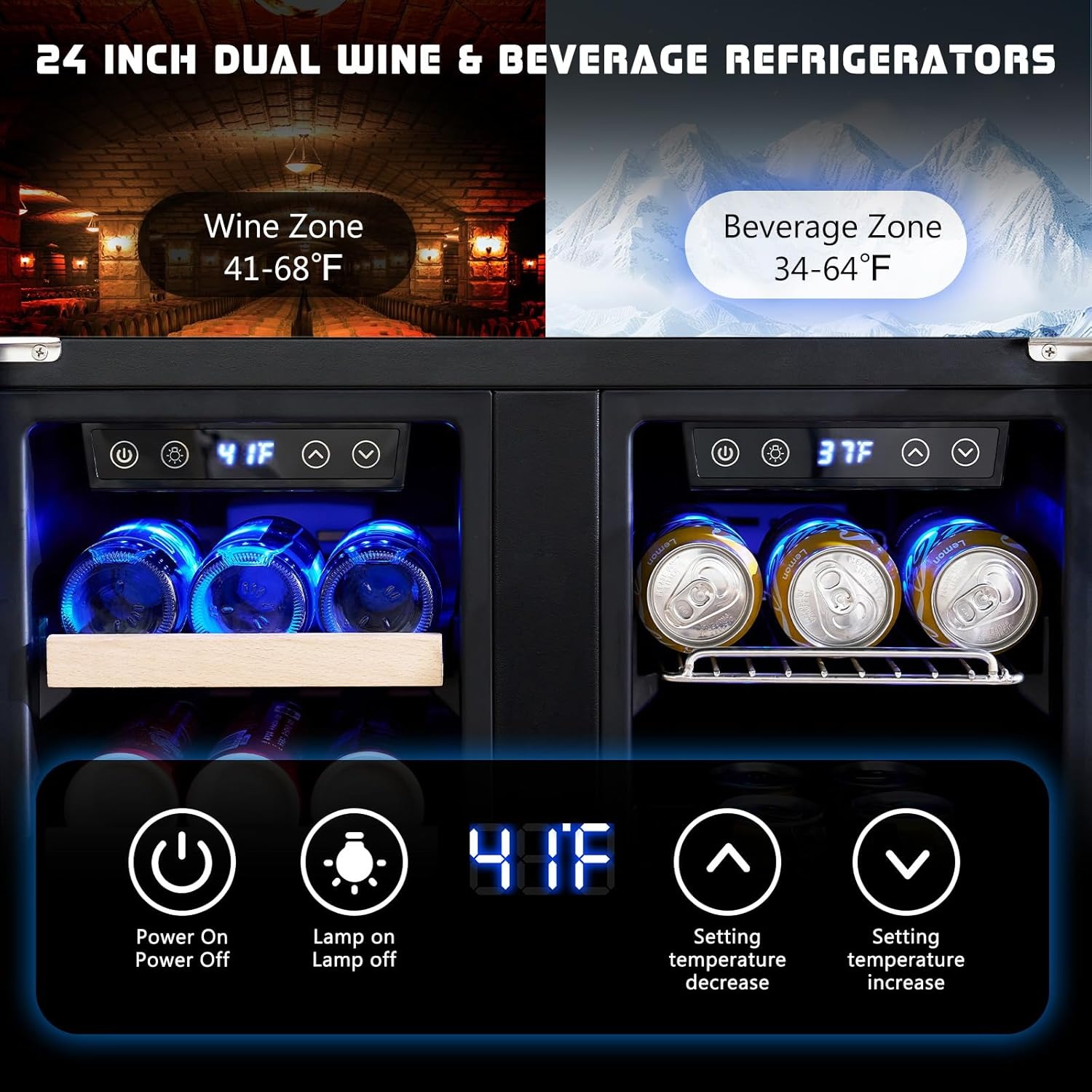 24-Zoll Dual-Zonen Getränkeküh – Wine Beer Dual Zone Bewertung und Preis