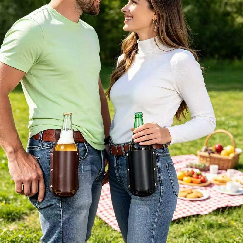 1 Stück Leder-Bierdosenhalter  – Wine Beer Glass Bewertung und Preis