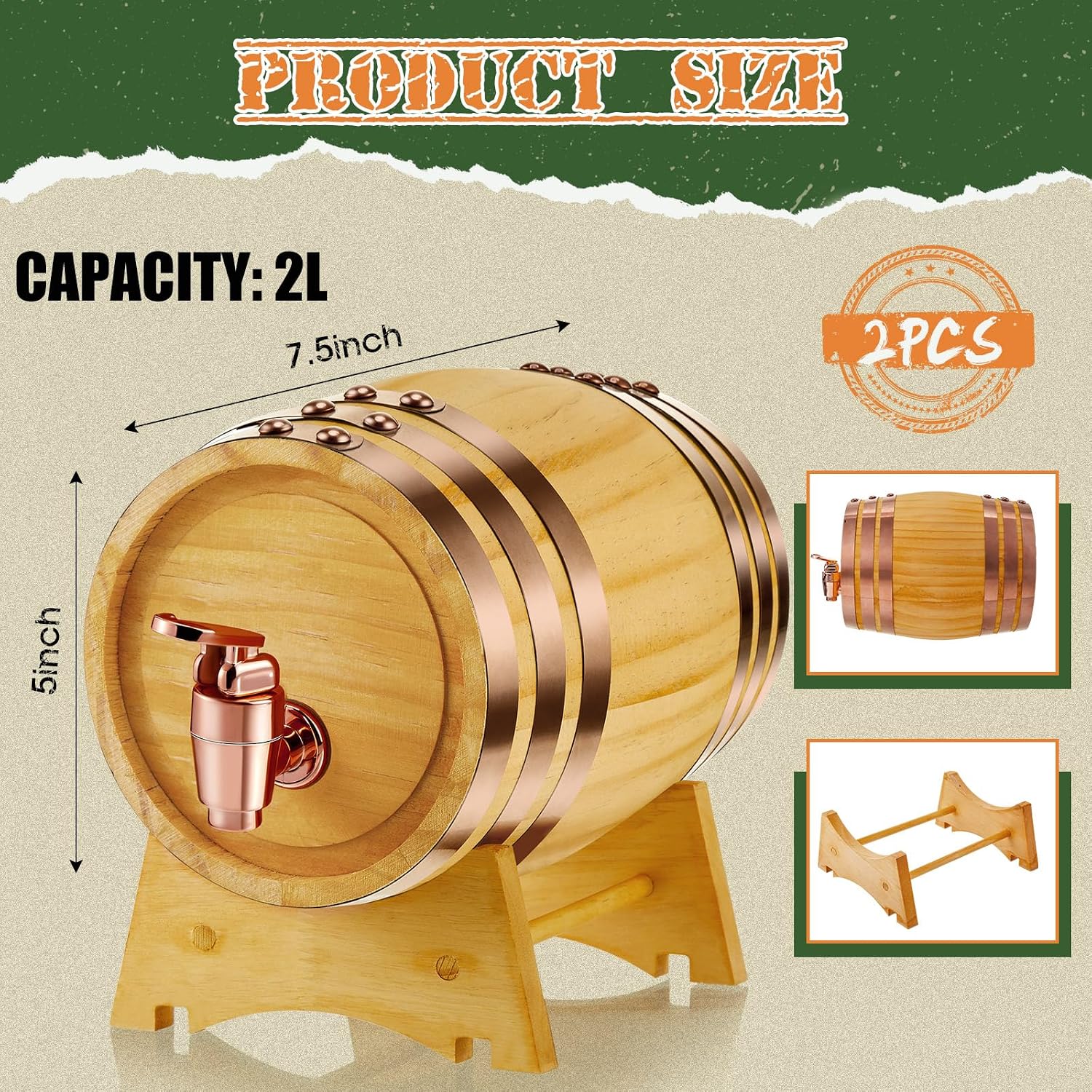 2er-Pack 2-Liter-Holzfass-Spen – Wine Beer Tequila Bewertung und Preis
